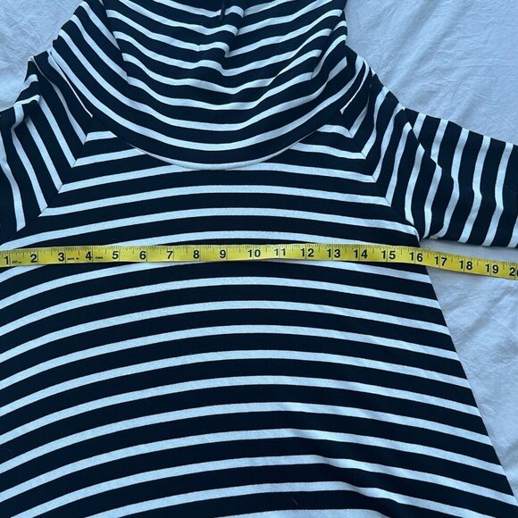 Lou & Grey XXS Striped  Drawstring Cowl Neck Athleisure Long Sleeve Dress - Picture 6 of 7